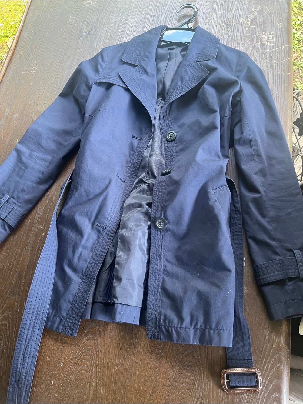 Banana Republic Navy Trench Coat with Belt